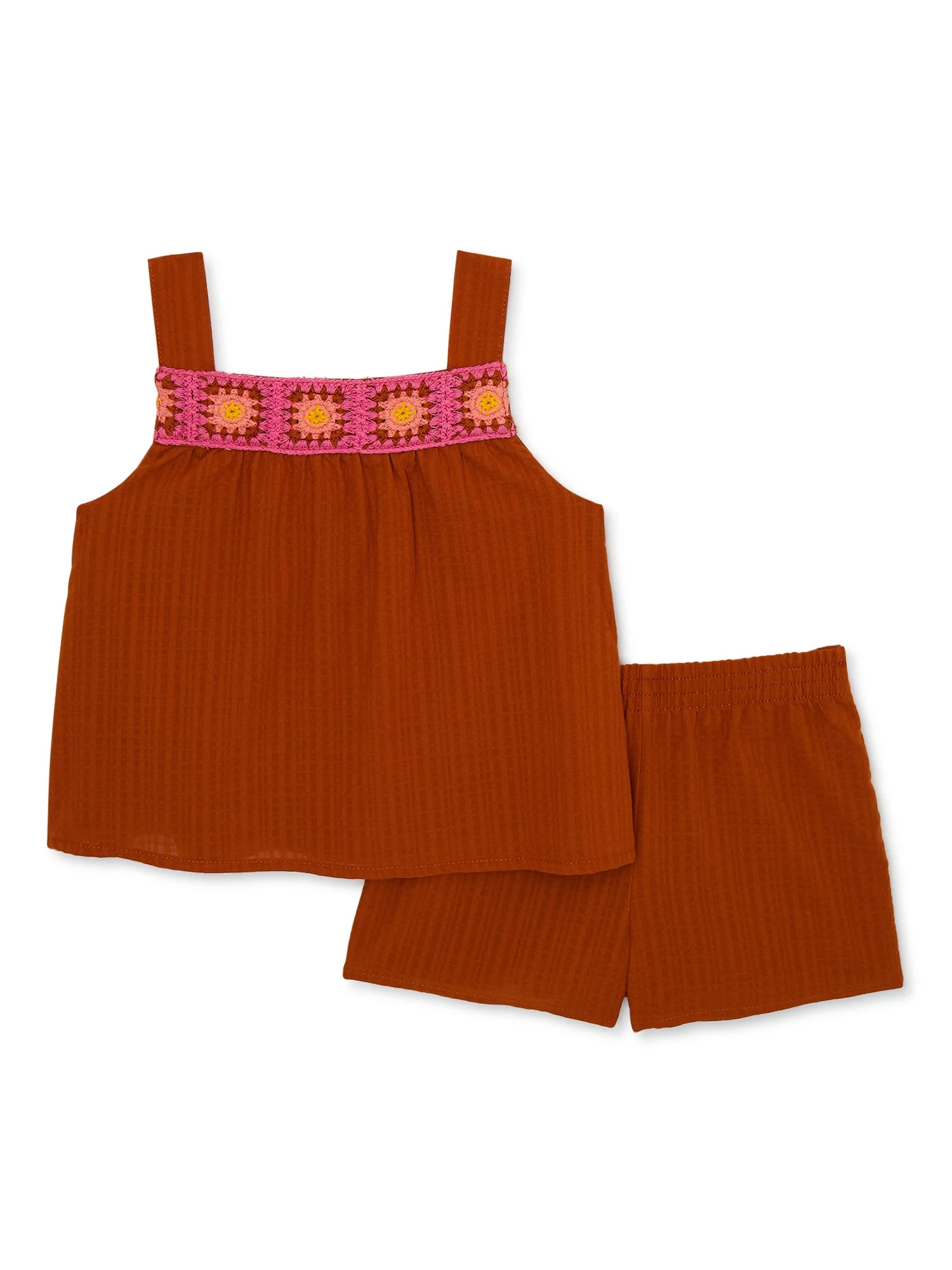 Wonder Nation Toddler Girls Top and Shorts Set, 2-Piece, Sizes 12M-5T | Walmart (US)