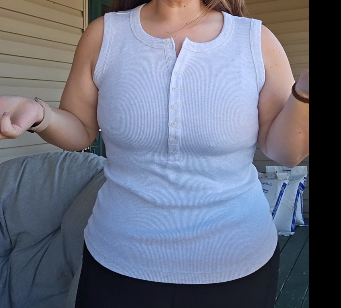 Thick, wide strap tank. The perfect one for an elevated casual fit. Love a good tank for spring and summer! I am wearing an XL and the white tank is NOT see through. 

#LTKMidsize #LTKSaleAlert #LTKWorkwear
