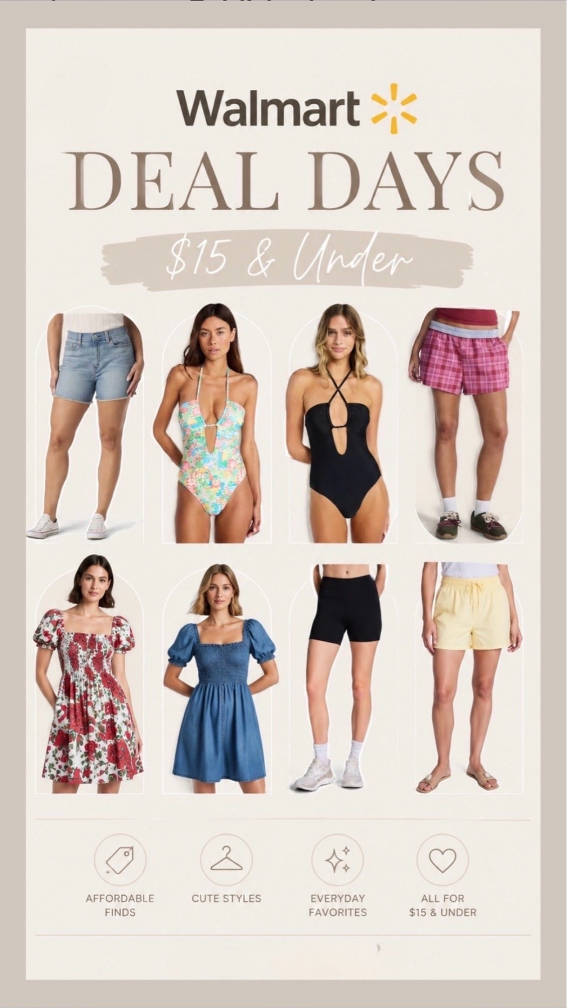 🤍 Walmart Deal Days has started and here are my picks for $15 and less fashion finds🙌🏼❣️✨🤍

#LTKSaleAlert #LTKootd #LTKSwim