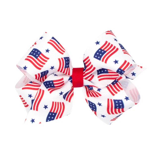 Flag Print Grosgrain Bow | Classic Whimsy