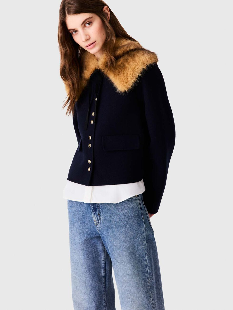 Short double-faced coat Blue for Women | Maje | Maje US