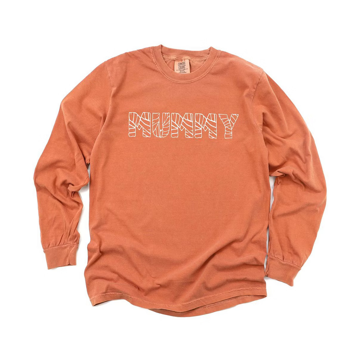 Simply Sage Market Women's Mummy Halloween Long Sleeve Garment Dyed Tee - 2XL - Yam | Target