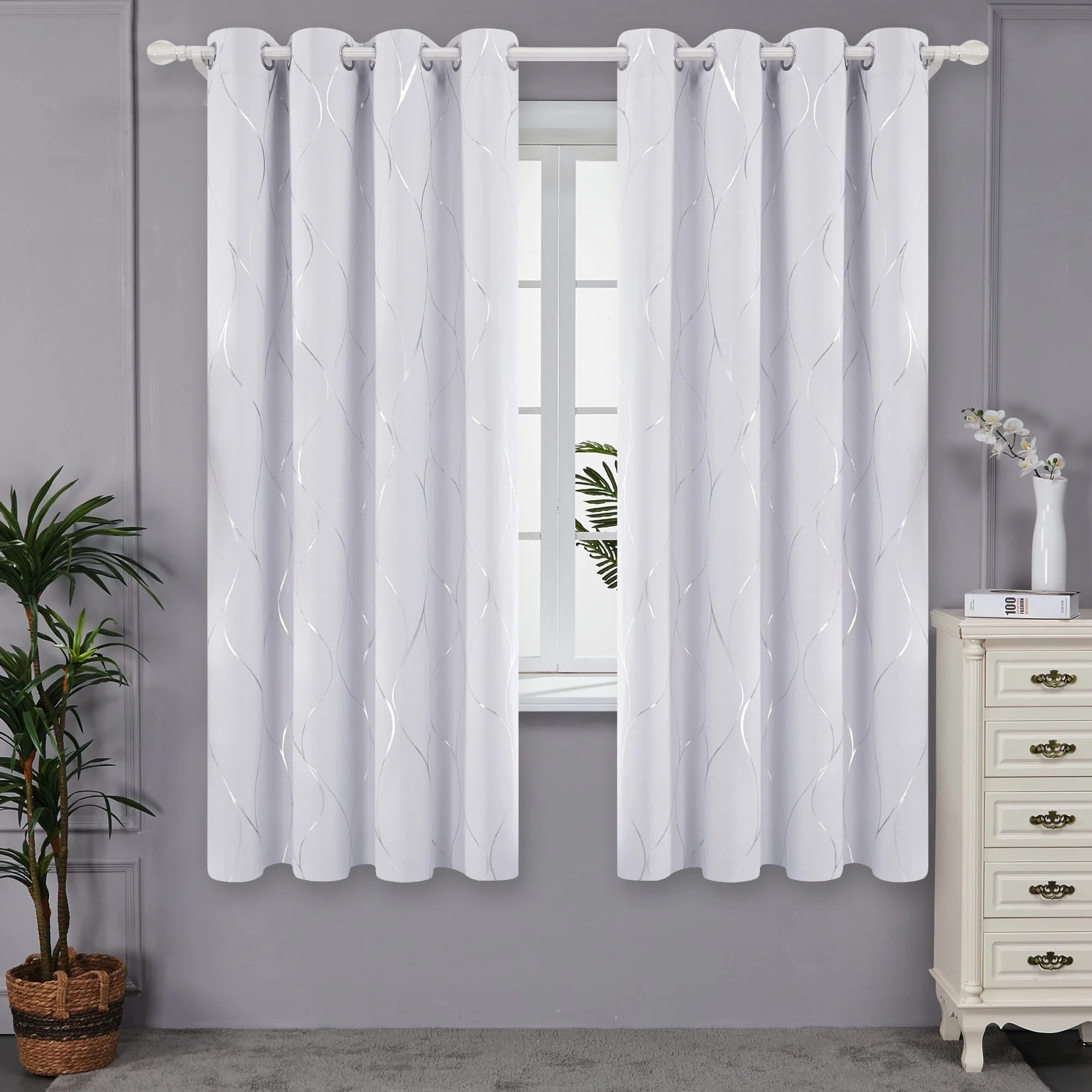 Deconovo Room Darkening Curtains, Energy Saving, Bright White, 52W x 72L Inch, Noise Reducing, Bl... | Walmart (US)