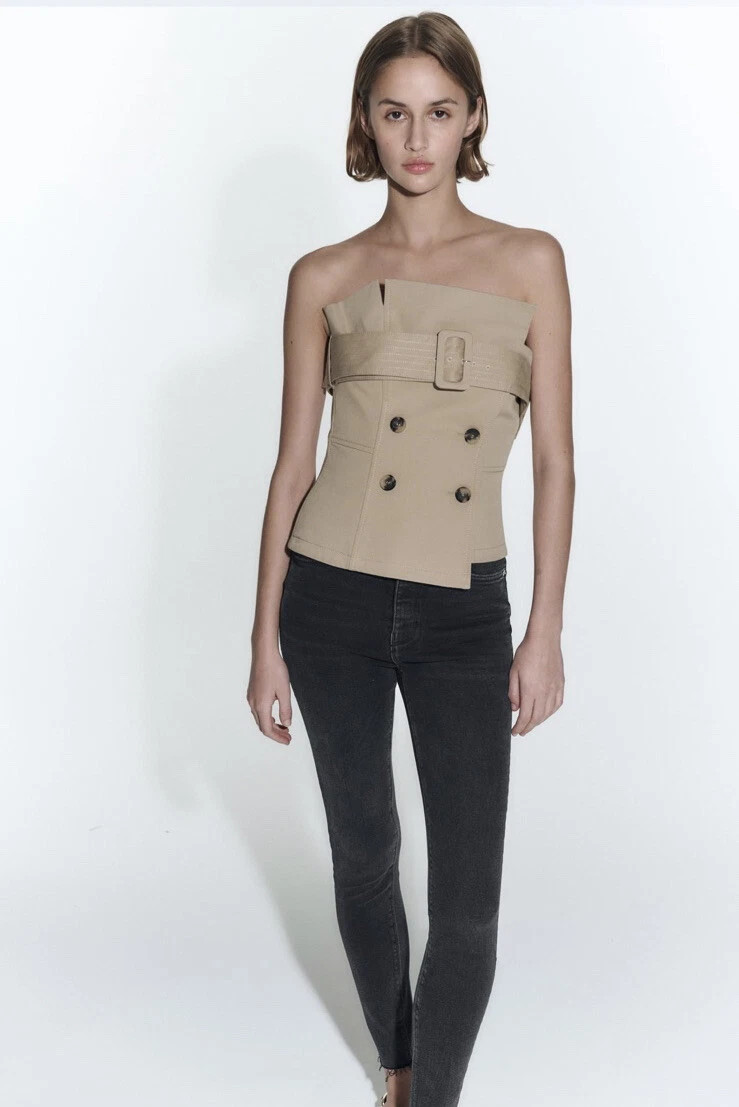 ZARA GABARDINE FABRIC BUSTIER CORSET WITH BELT SIZE SMALL BNWT 2529/347 | eBay UK