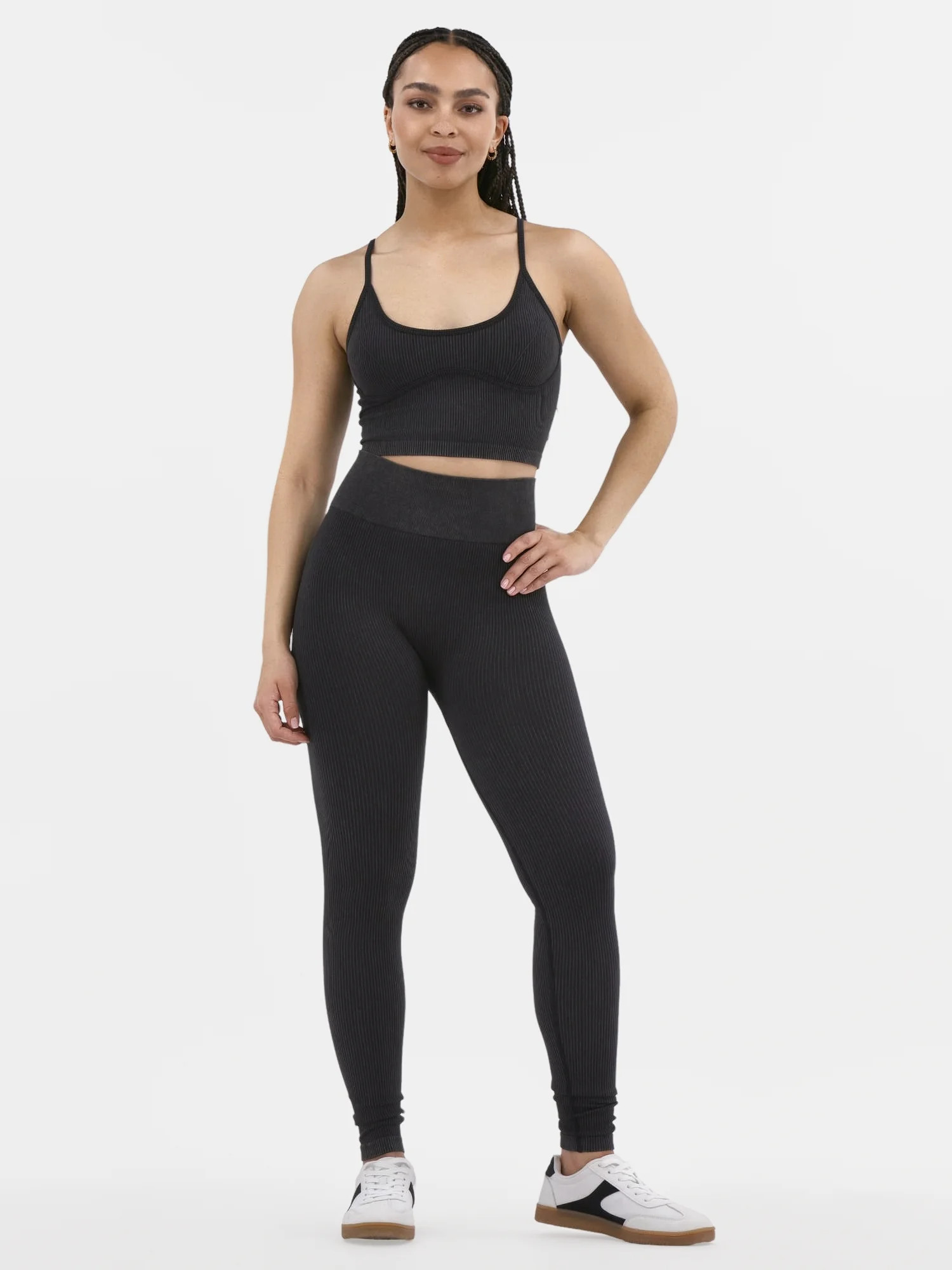 No Boundaries Active Corset Seamless Sports Bra and Leggings Set, 2-Piece, Women's | Walmart (US)