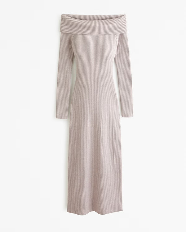 Off-The-Shoulder Midi Sweater Dress | Abercrombie & Fitch (US)