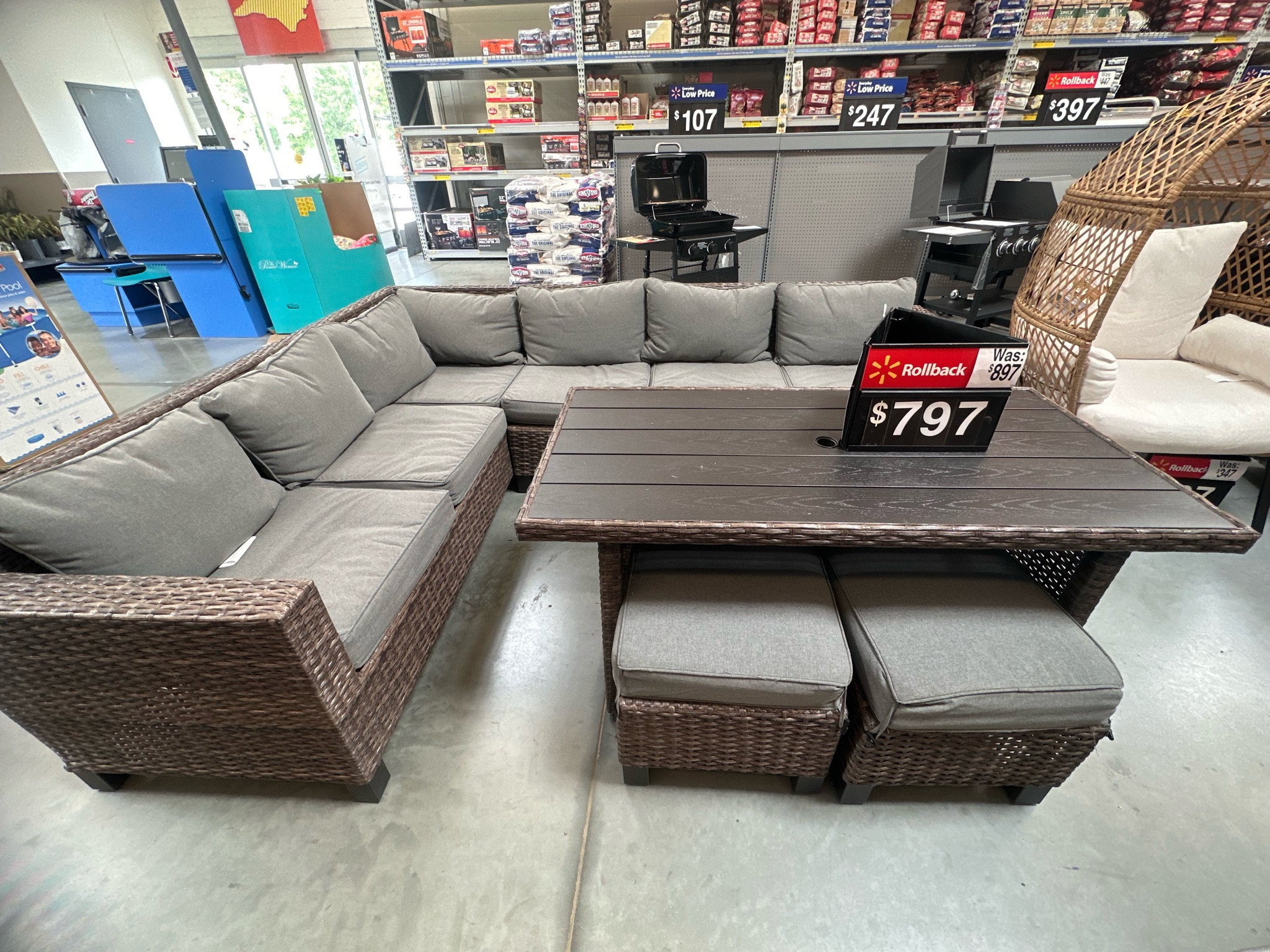 Walmart find ! 
Outdoor patio section with table, stools, and covers! 

#LTKSeasonal #LTKFind