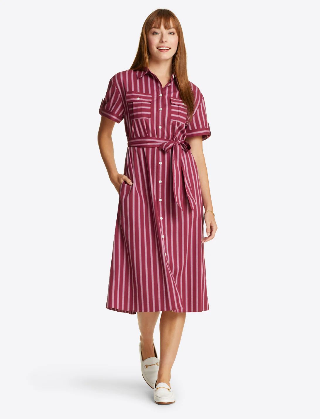 Berry Stripe Barbara Utility Dress | Draper James (US)