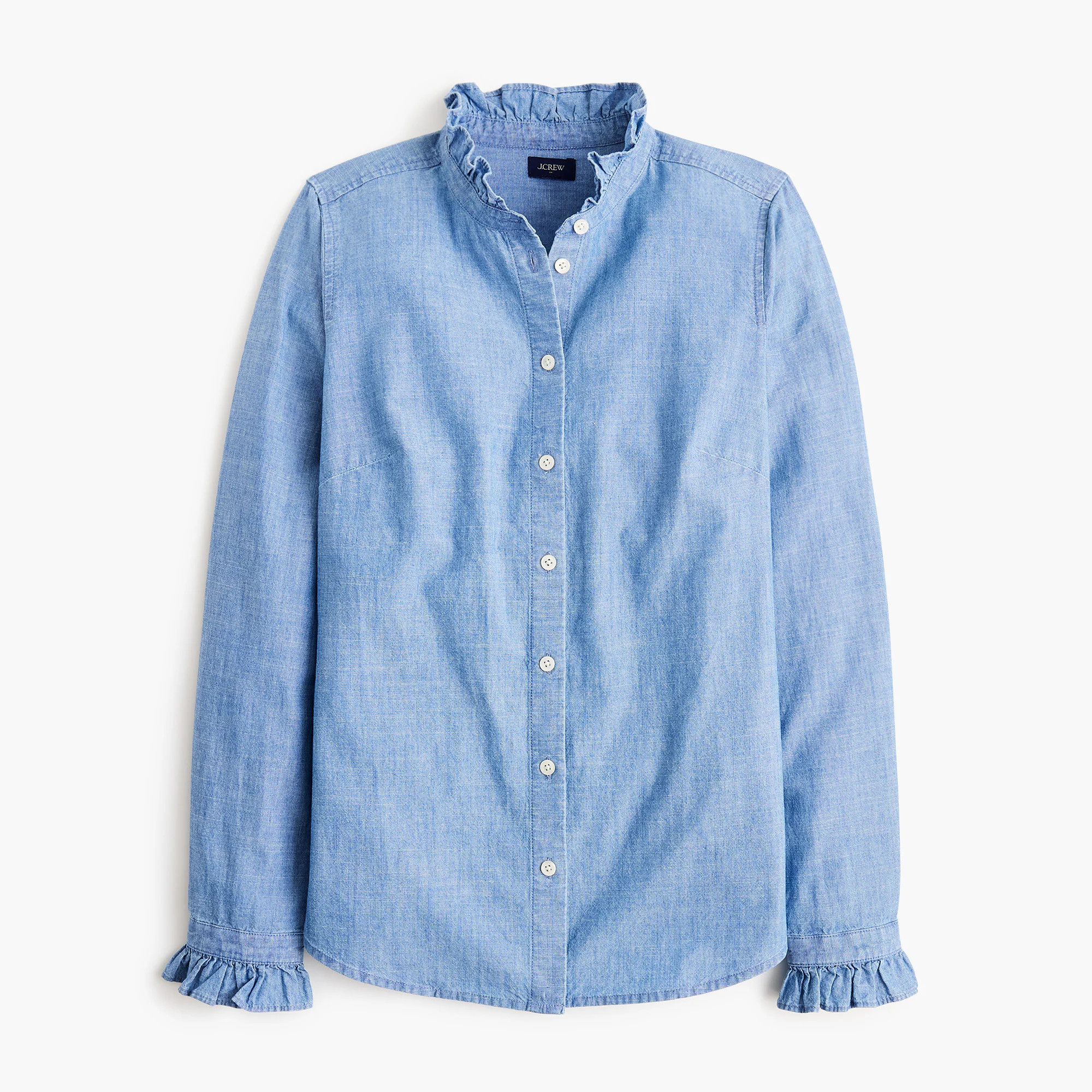 Chambray ruffle button-down top | J.Crew Factory
