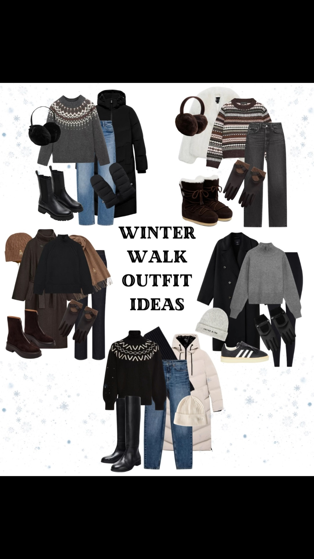 Winter walk outfit ideas ❄️

Tags: holiday shopping outfit, winter fashion, Christmas market, dog walking look, cozy fair isle sweater, knit turtleneck, beanie touque, puffer coat, wool jacket, moon boots, adidas sneakers, earmuffs, leather gloves, super puff mittens 

#LTKActive #LTKootd #LTKHoliday
