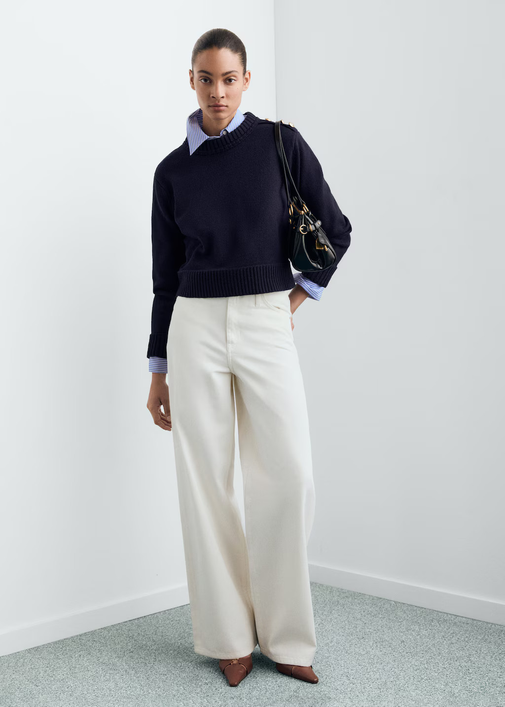 Knitted sweater with jewel buttons dark navy - Woman - M - MANGO | Mango (US/MX/AU)