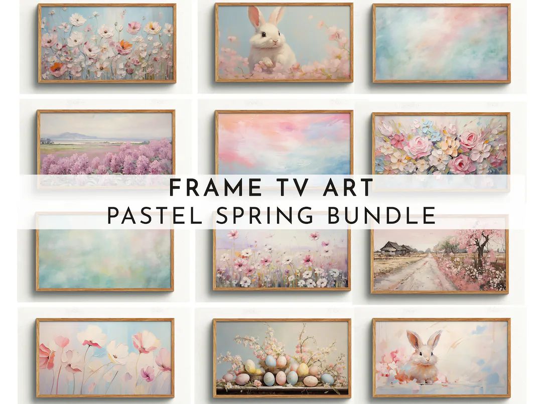 Pastel Spring Bundle Set of 12 Spring Frame TV Art Colorful Flowers for Spring Pastel Spring Art ... | Etsy (US)