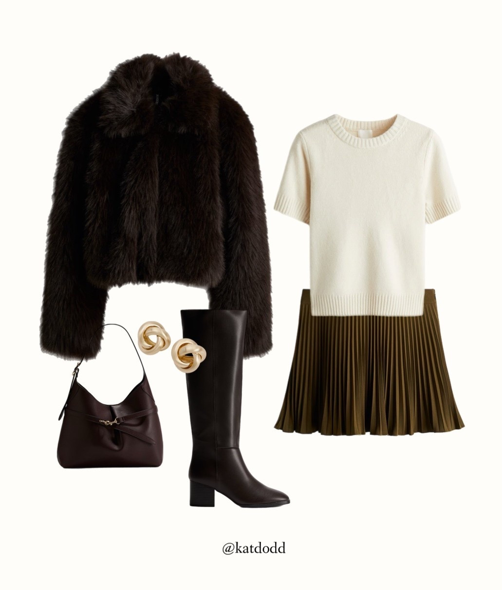 Pleated mini skirt outfit 😍😍 



H&M new in knee high brown boots pleated mini skirt t shirt jumper fur jacket slouchy shoulder bag gold knotted jewellery girls day date night Christmas markets bottomless brunch 

#LTKstyletip #LTKuk #LTKautumn