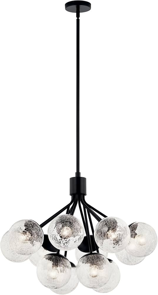 KICHLER Silvarious 12-Light Convertible Chandelier, Soft Modern Light with Clear Crackled Glass i... | Amazon (US)