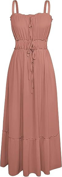 GRACE KARIN Women’s Summer Dress Casual Spaghetti Straps Elastic High Waist A-Line Maxi Dresses... | Amazon (UK)