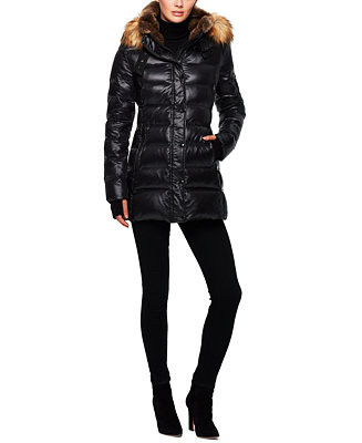 S13 Women's Chelsea Faux-Fur-Collar Hooded Puffer Coat - Macy's | Macy's