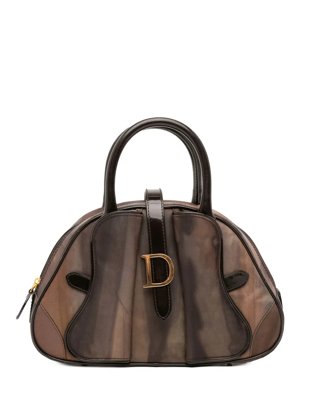 Christian Dior Pre-Owned 2001 Mini Printed Nylon Double Saddle Bowler Bag handbag - Brown | Farfetch Global