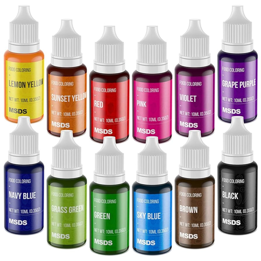 Food Coloring Set - 12 Color Food Grade Vibrant Food Dye Tasteless Liquid Color for Cake Decorati... | Amazon (US)