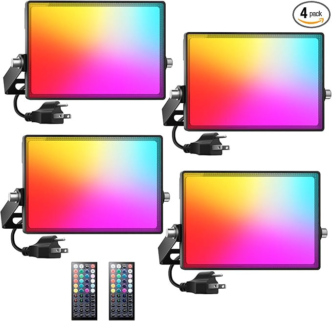 Onforu LED Flood Light Outdoor 30W 2500LM, Color Changing RGBW Floodlight with Remote, 2700K Warm... | Amazon (US)