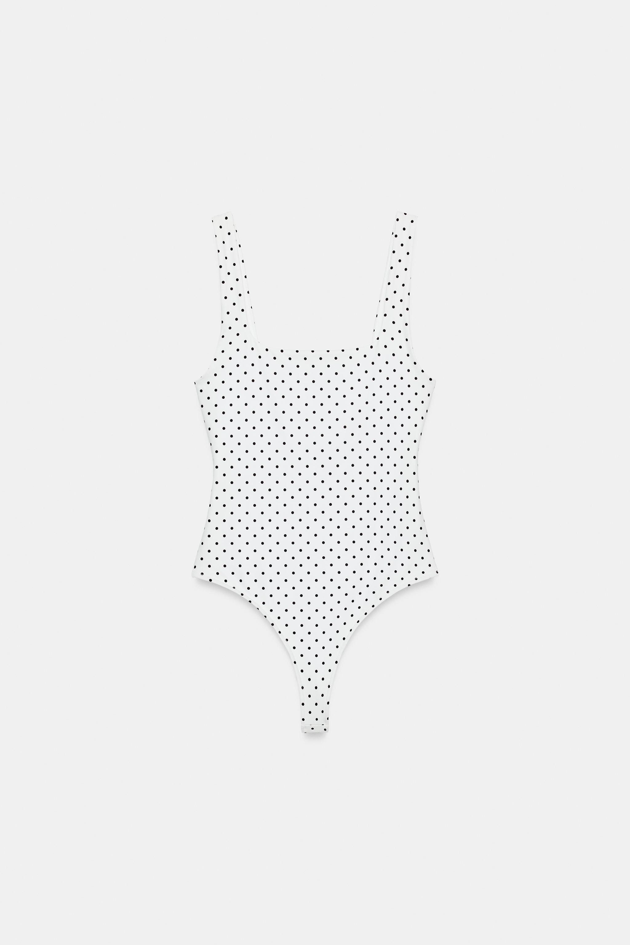 STRETCH BODYSUIT WITH SQUARE NECKLINE AND DOTS | Zara UK