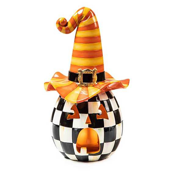 Illuminated Happy Jack Pumpkin with Orange Hat | MacKenzie-Childs