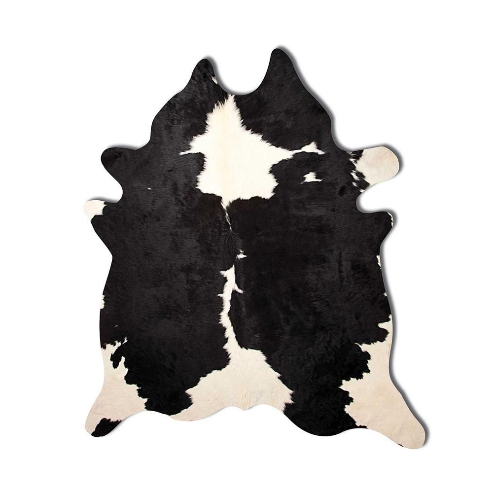 HomeRoots Josephine Black 6 ft. x 7 ft. Solid Cowhide Area Rug, Black & White | The Home Depot
