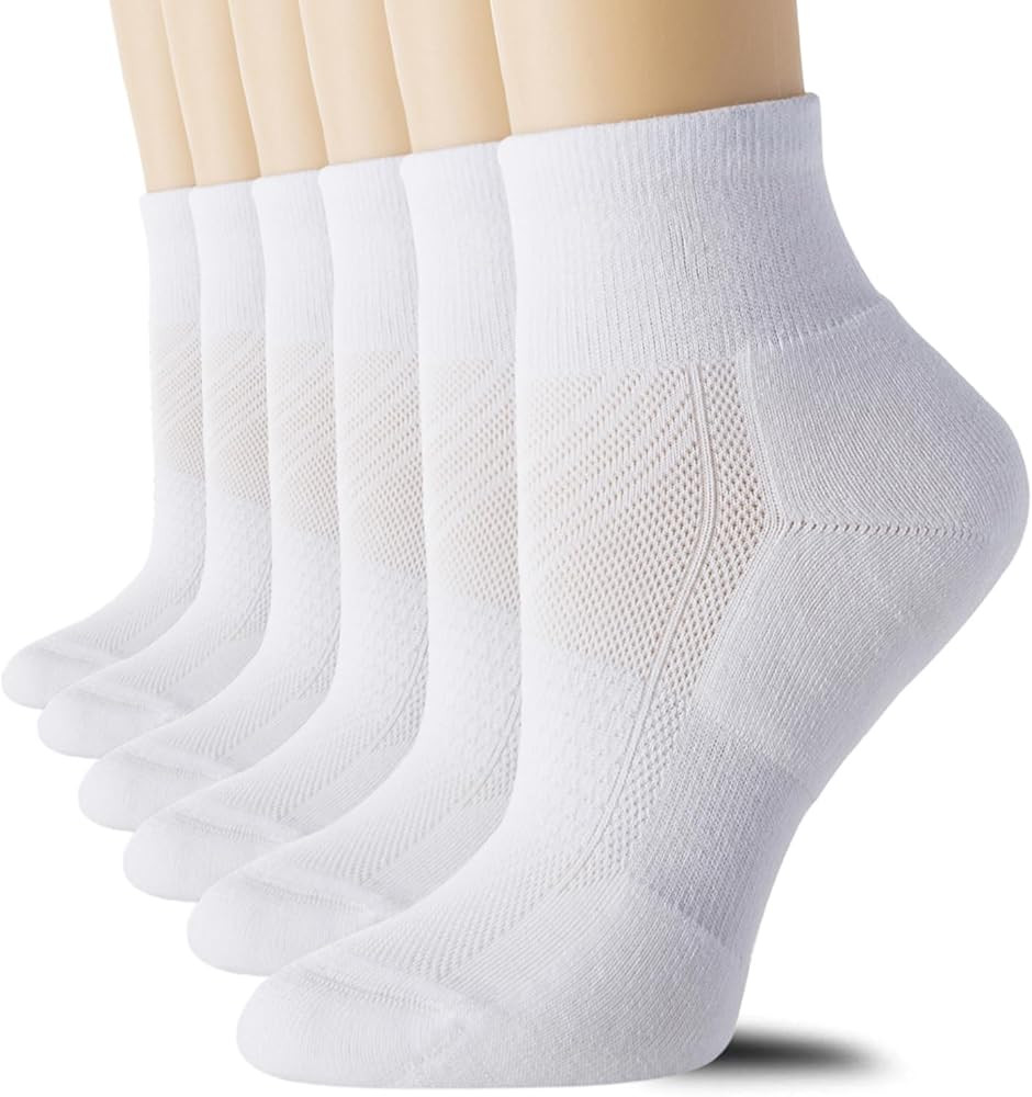 CS CELERSPORT 6 Pairs Women's Running Ankle Socks Athletic Sport Socks Cushioned | Amazon (US)