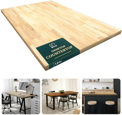 Bme Hevea Solid Wood Butcher Block Countertop, Wood Table Top, Butcher Block Desk Table Top for D... | Amazon (US)