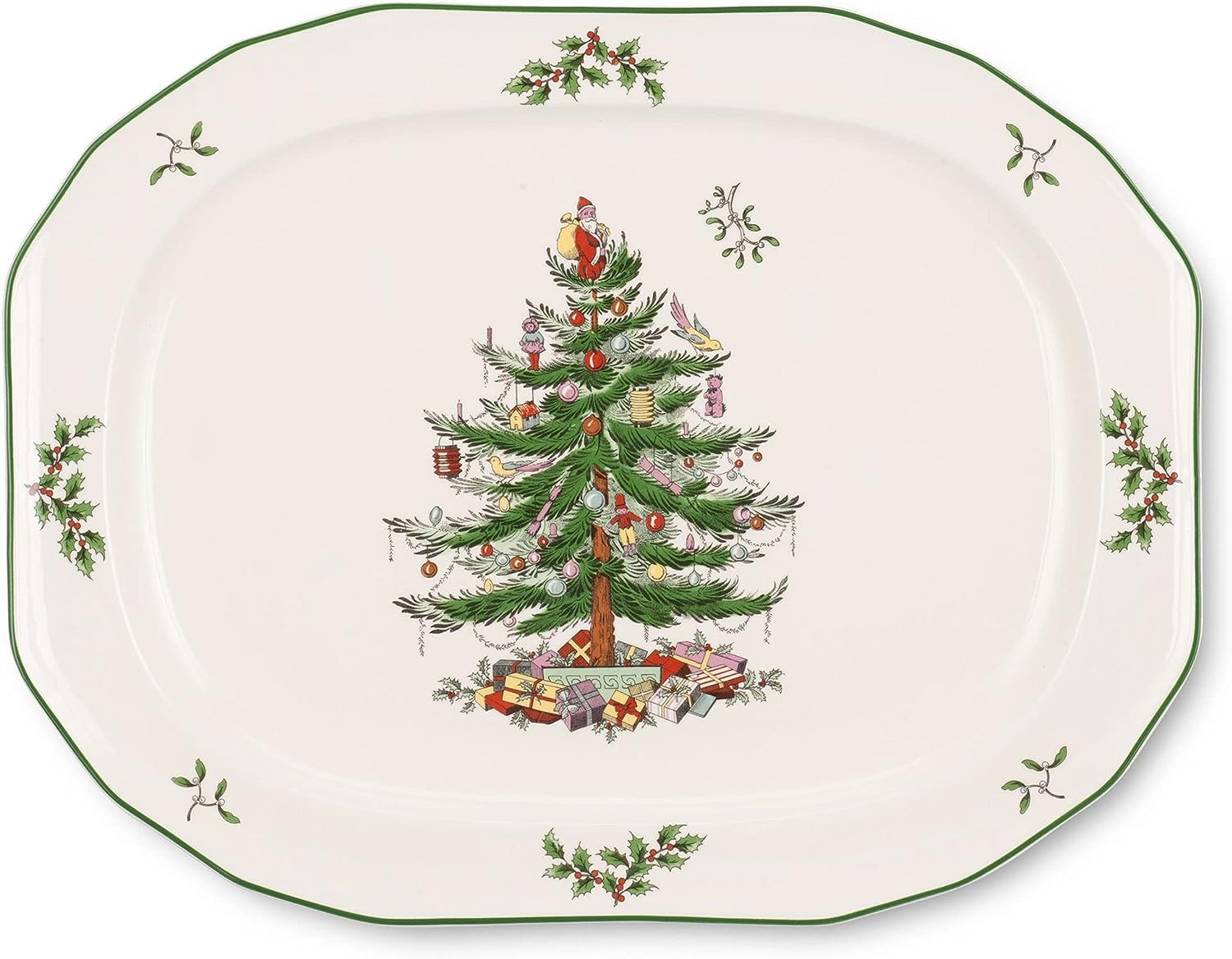Spode Christmas Tree Sculpted Octagonal Platter, 14-Inch Holiday Serving Platter for Meats, Chees... | Amazon (US)