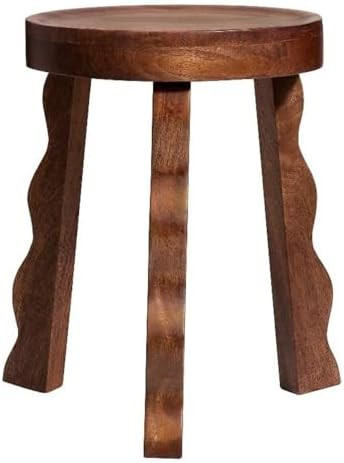 Modway Sorrel Carved Wood Round Stool in Walnut - Indoor Wooden Plant Stand with 3 Wavy Legs - Tr... | Amazon (US)