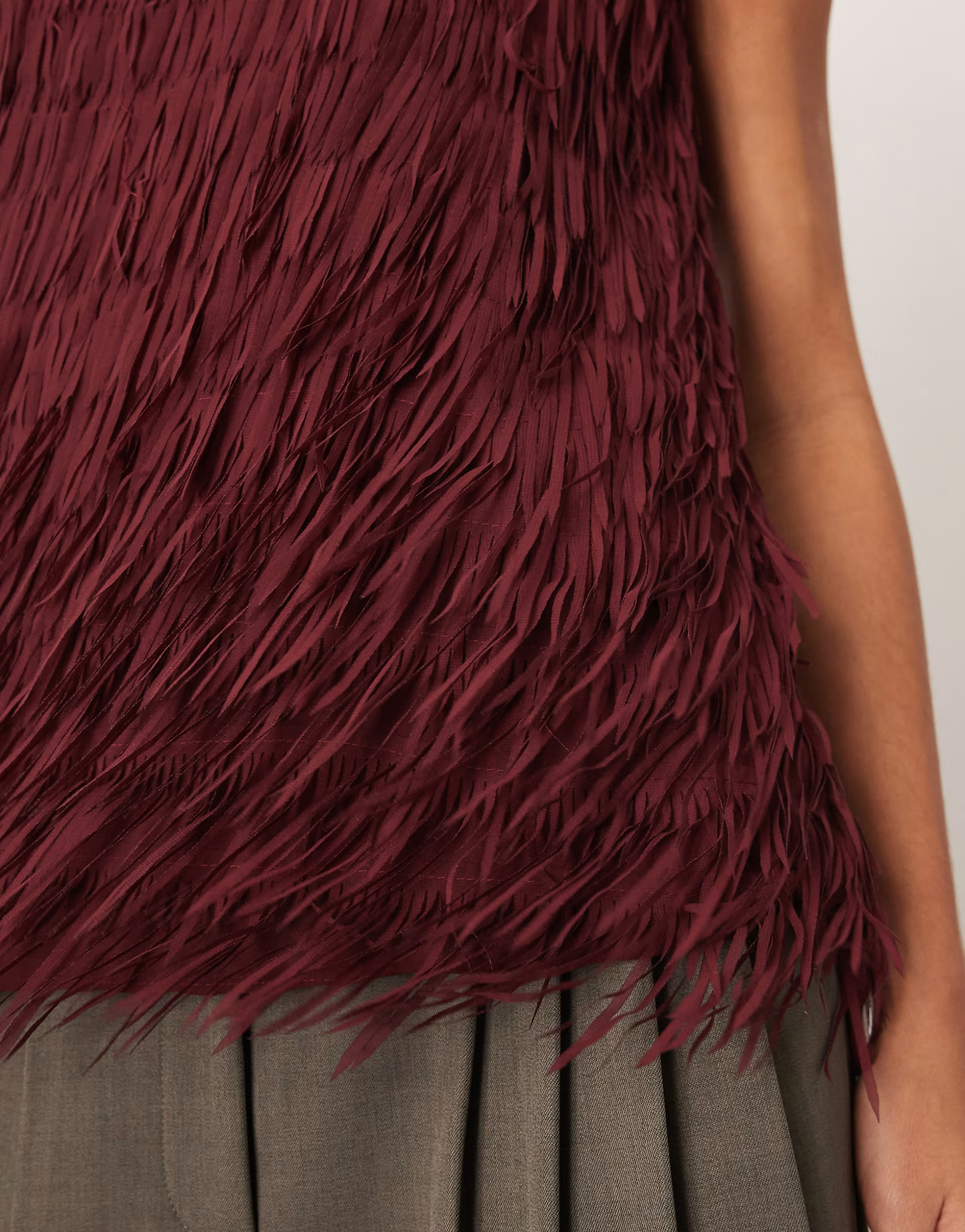 ARRANGE fringe texture longline bandeau top in oxblood | ASOS (Global)