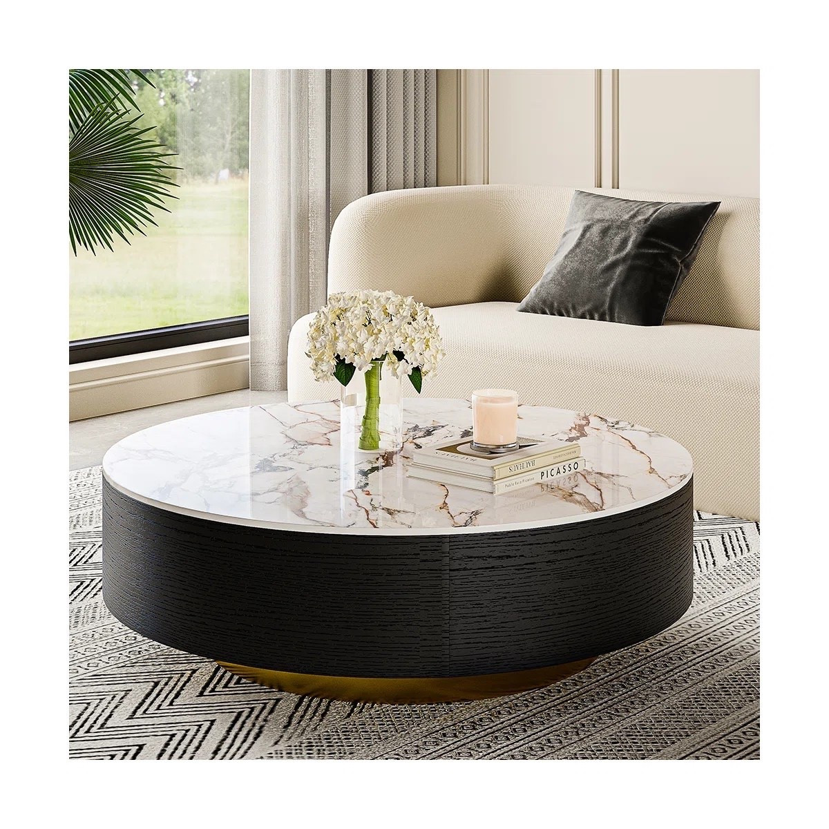 The sintered stone top offers durability and elegance, while the dual solid wood drawers provide practical storage for remotes, books, and everyday essentials. A perfect blend of style and utility. ON SALE and under $1,000.

Keywords:

* drum coffee table
* sintered stone coffee table
* coffee table with drawers
* modern coffee table
* round coffee table
* luxury coffee table
* solid wood coffee table
* storage coffee table
* fully assembled furniture
* contemporary living room furniture
* modern organic design
* designer coffee table
* sculptural coffee table
* hidden storage furniture
* premium living room décor
* statement coffee table
* elegant furniture design
* luxury home décor
* modern living room table
* functional coffee table

#LTKHome #LTKSaleAlert #LTKSeasonal