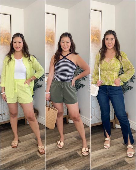 Walmart Fashion Haul
Neon Green Set: Small
Striped Halter Tank: Small
Green Shorts: Small
Printed Blouse: Small
Split Front Denim: 6