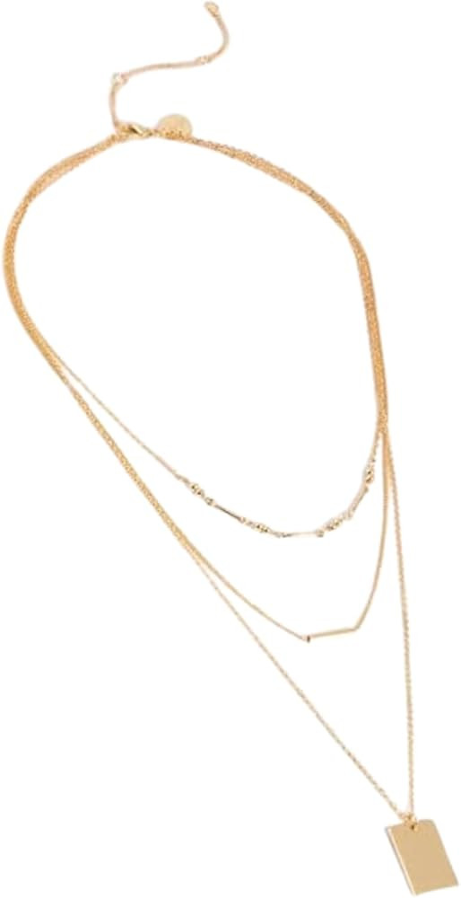 Gold Plated Rectangular Layered Necklace I Elegant Jewelry I Hypoallergenic I Trendy Fashion I St... | Amazon (US)