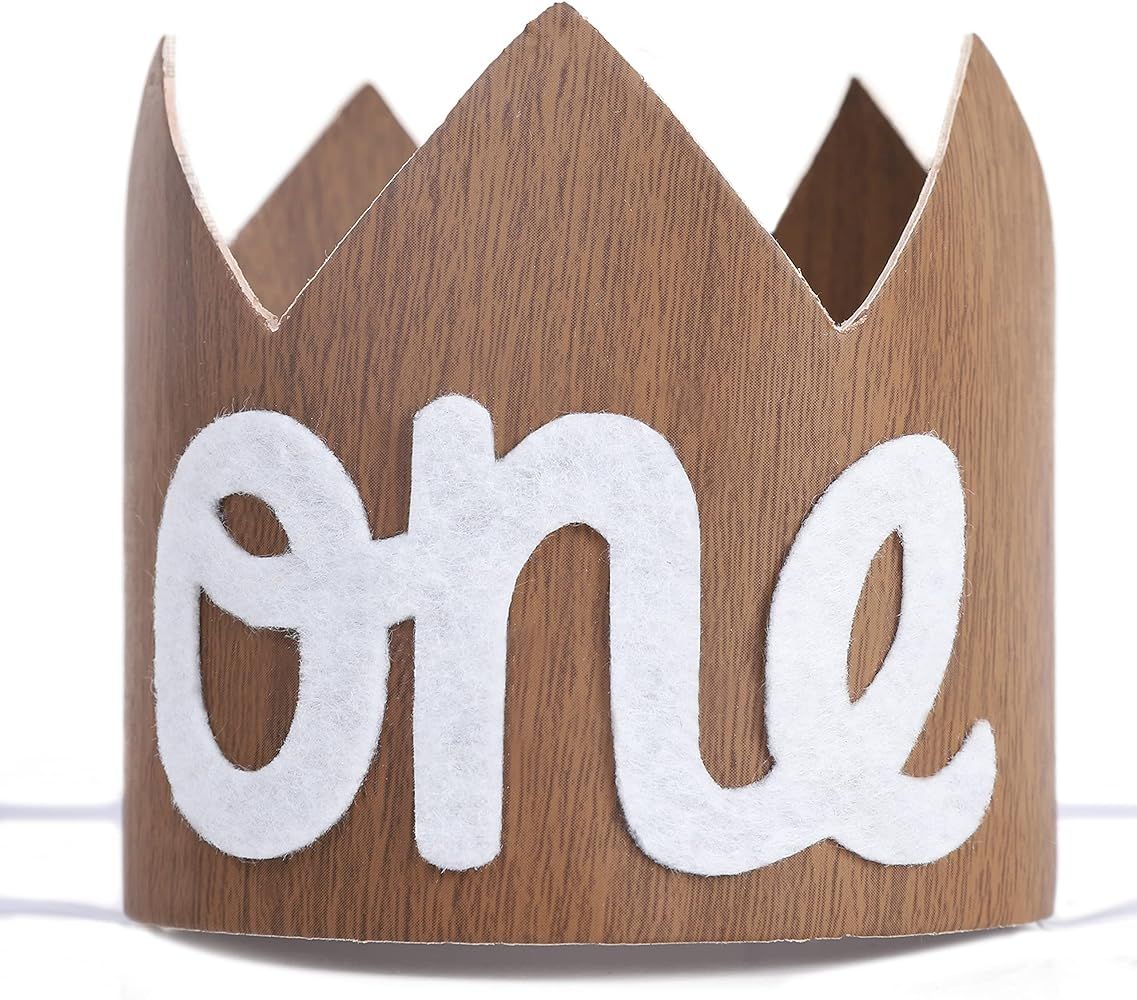 1st Birthday Mini Wood Crown - Boy Birthday Hat, Woodland Birthday Crown, Woodland 1st Birthday, ... | Amazon (US)