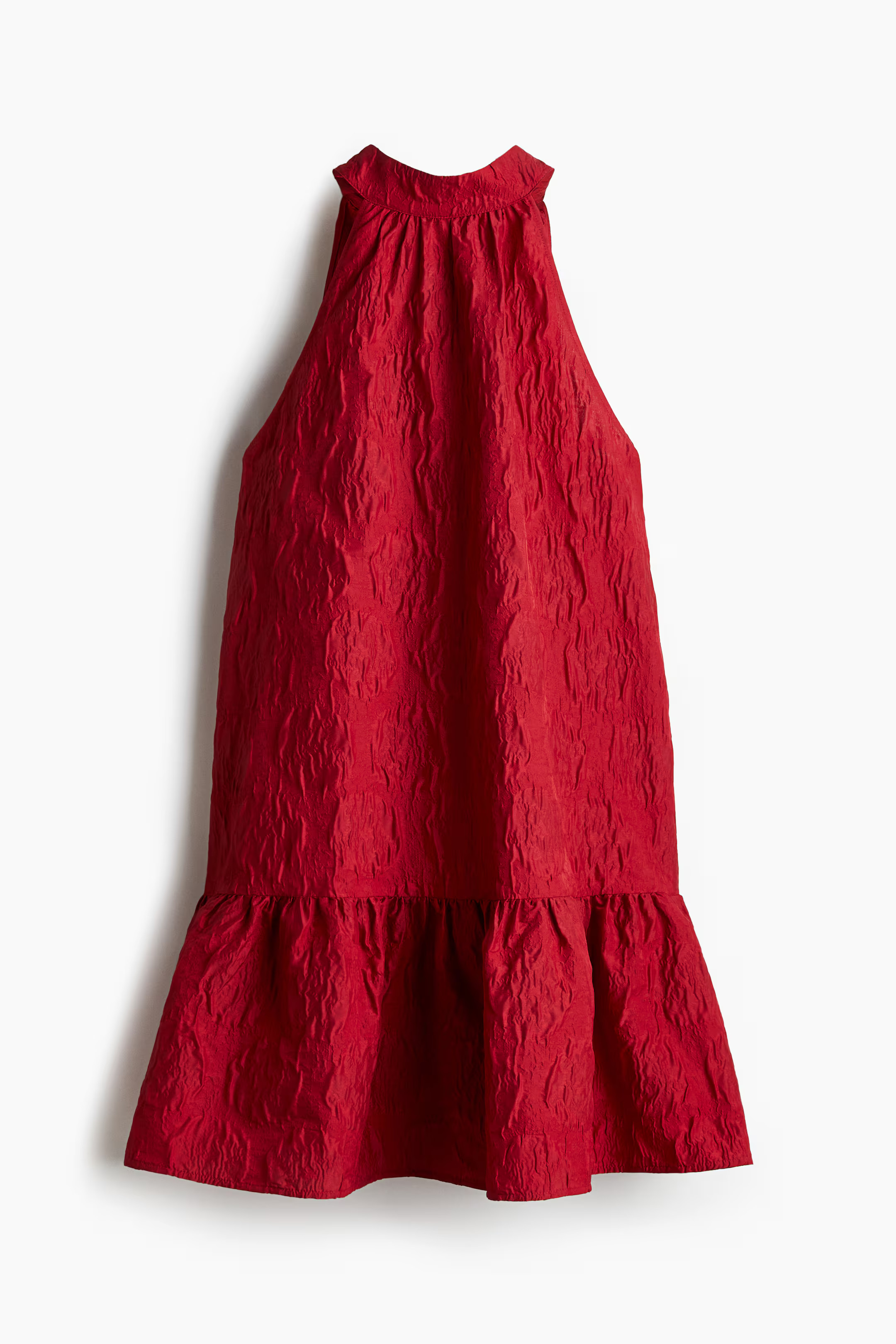 Jacquard-Weave Dress with Bow at Back - Red - Ladies | H&M US | H&M (US + CA)