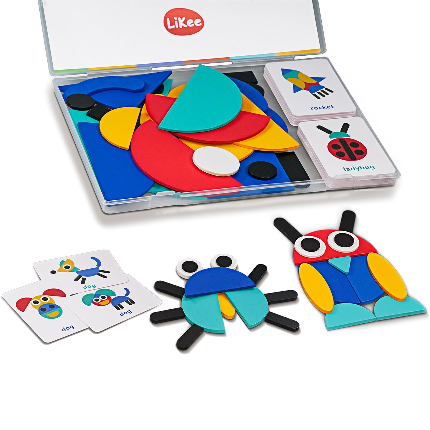 LiKee Open Ended Wooden Shape Puzzles (36 Blocks&60 Cards) for Toddlers 3+ Years Old, Montessori ... | Amazon (US)