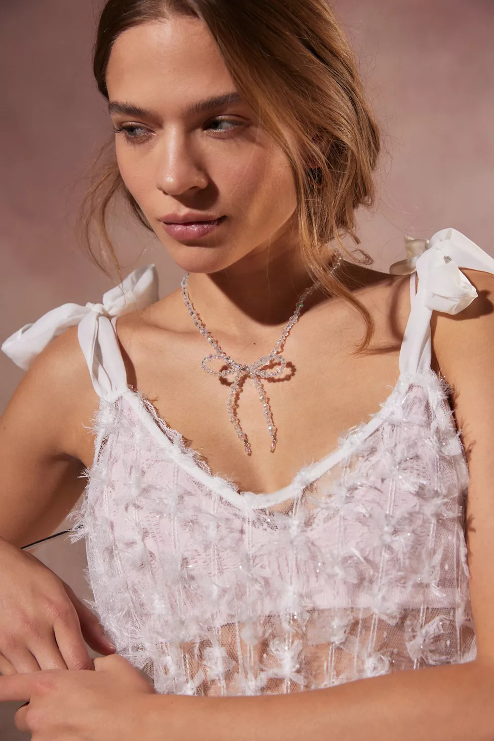 Beaded Bow Necklace | Urban Outfitters (US and RoW)