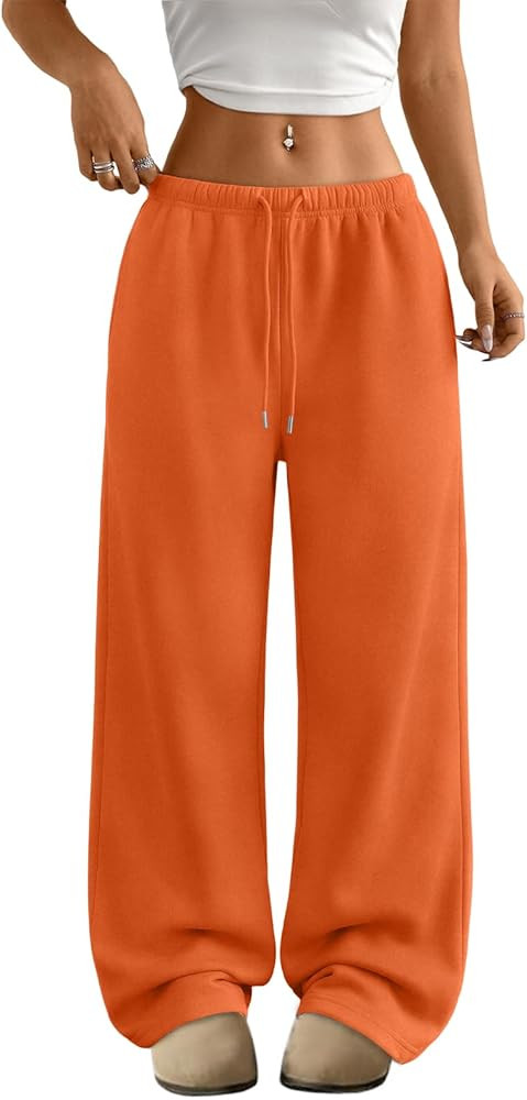 Trendy Queen Womens Wide Leg Sweatpants Baggy Drawstring Low Rise Lounge Pants 2026 Fall Joggers ... | Amazon (US)