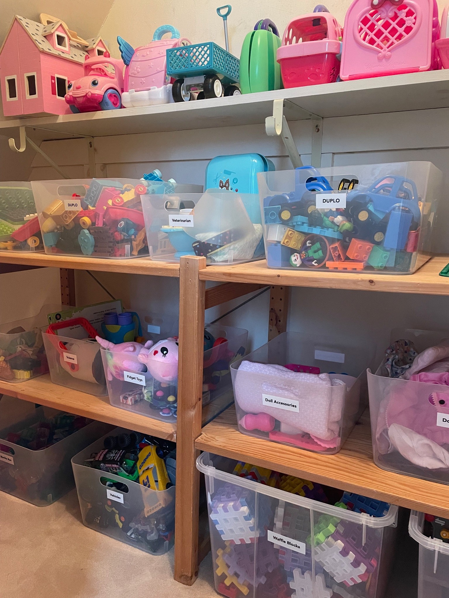 Clear handled bins are perfect for kids toys. The handles make it easy for little hands and open tops make items accessible (and easier to put away). Best of all- the large labels (using our ptouch) help with cleanup.

#LTKkids #LTKfamily #LTKhome