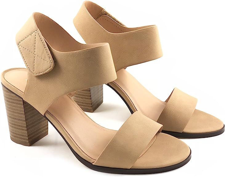 Soda Topshoeave Wait Womens Open Toe Chunky Heel Ankle Strap Shoes Block High Heel Dress Sandals | Amazon (US)