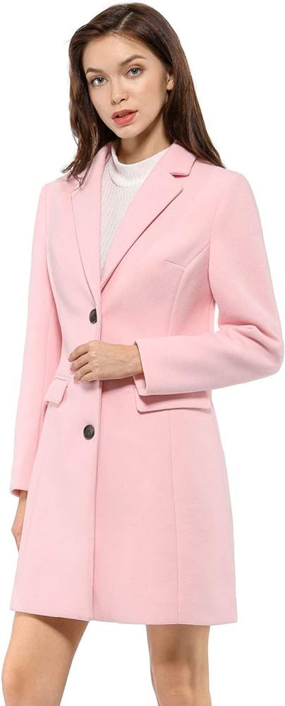 Allegra K Women's Notched Lapel Single Breasted Outwear Winter Coat | Amazon (US)