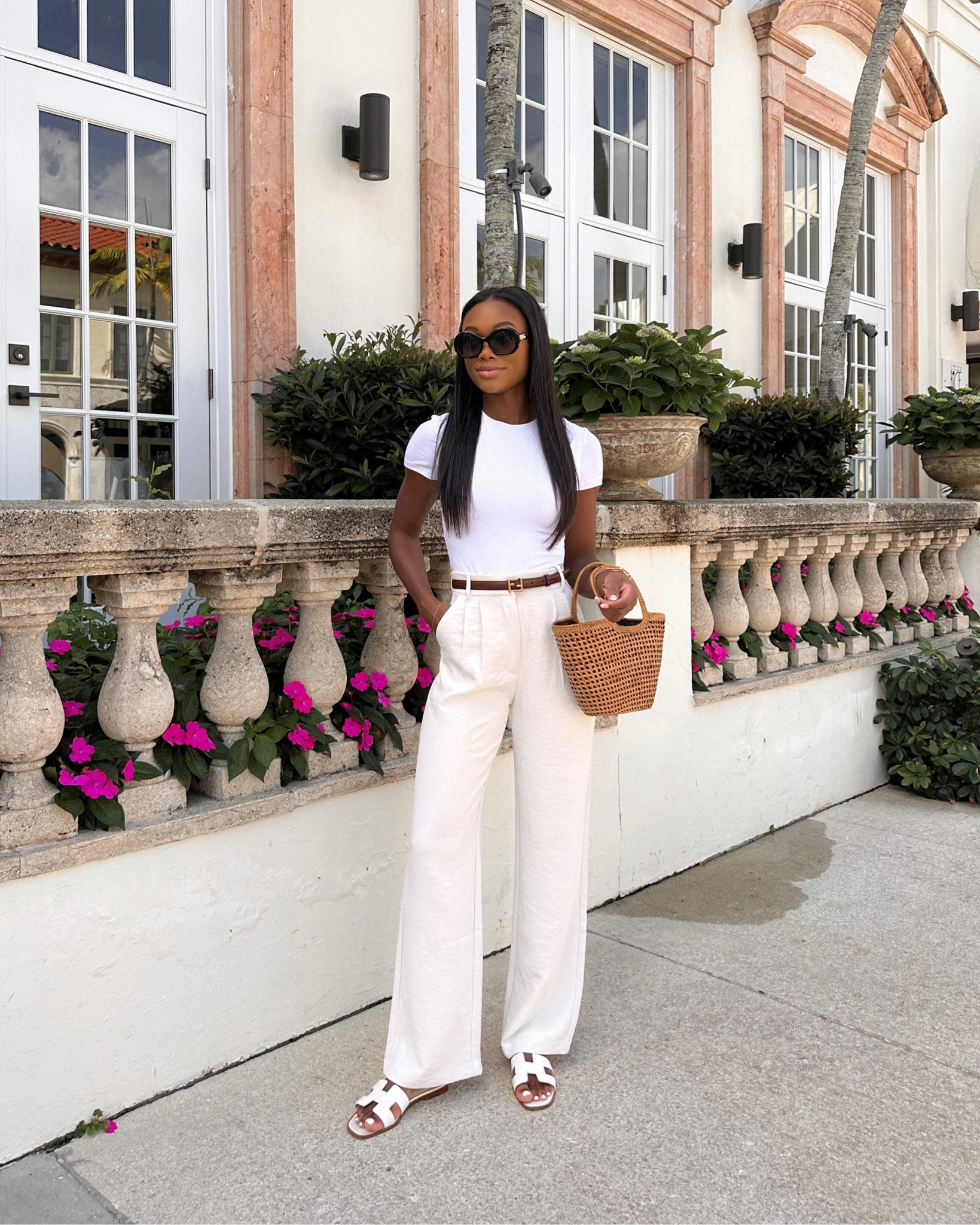 Abercrombie pants, Sloane tailored pants, office pants, light taupe pants, Wearing a size 25; White bodysuit, wearing a small; white Hermès Oran sandals 

#LTKSeasonal #LTKshoecrush