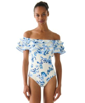 Kate Spade Women's Ruffle One-Piece Swimsuit - Shamrock | Macy's