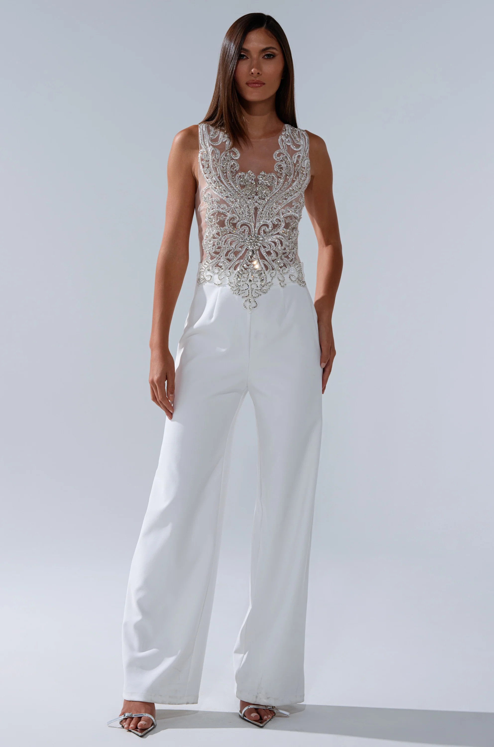 CECELIA RHINESTONE MESH JUMPSUIT | AKIRA