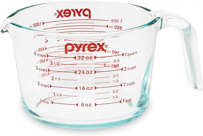 Pyrex 4-Cup Glass Measuring Cup For Baking and Cooking, Dishwasher, Freezer, Microwave, and Prehe... | Amazon (US)