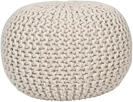 Fernish Décor Hand Knitted Cotton Ottoman Pouf Footrest 20x20x14 INCH, Living Room Accent seat (... | Amazon (US)