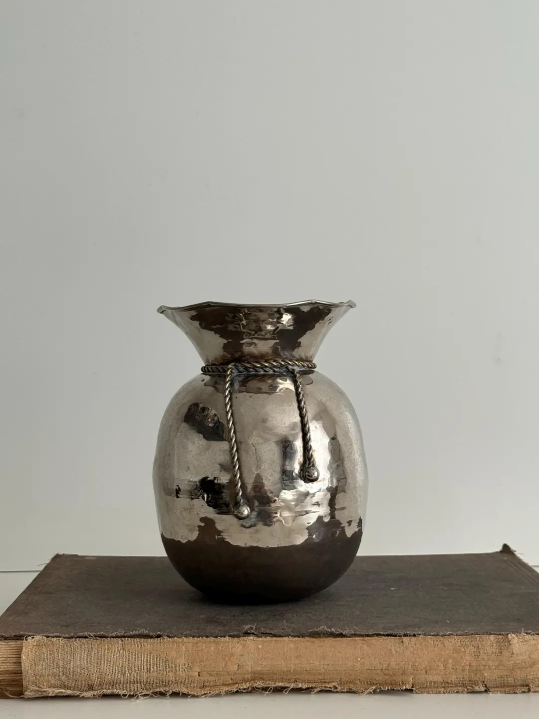 Vintage Hammered Silver Plated Brass Pot With Rope Detail - Etsy | Etsy (US)