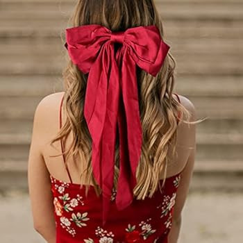 Christmas Decorations Hair Bow Clips for Women, 2 PCS Soft Long Tail Large Bow Hair Slides, Metal Sp | Amazon (US)
