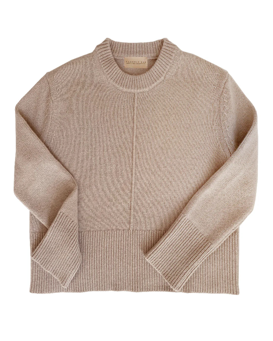 Cary Crew-Neck Sweater in Taupe | Classic Six